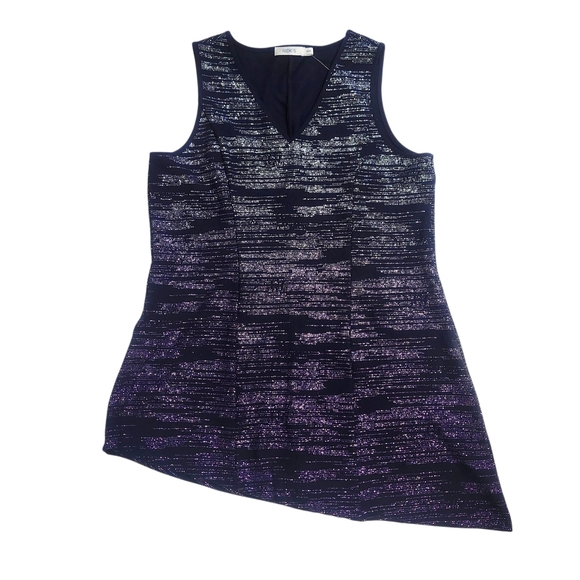 RICKIS Navy Top Ombre Shimmer Assymetrical Hem size M New - Picture 3 of 10
